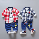 Newborn Boy Plaid Shirt-Jeans