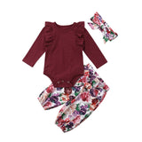 Girl's Long Sleeve Jumpsuit-Pants-Headband