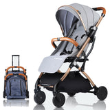 Gray Lightweight Portable Baby Stroller- Gift Baby Prams