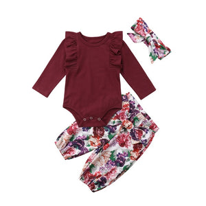 Girl's Long Sleeve Jumpsuit-Pants-Headband