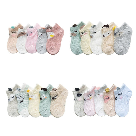 5 Pcs Newborn Baby Girl Thin Socks