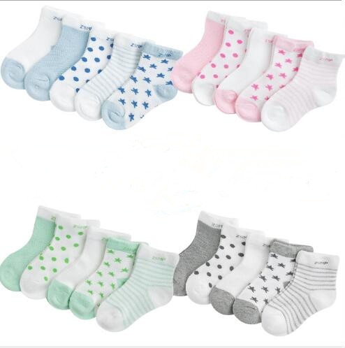 5 Pcs Unisex Thin Socks for 0-3 Years