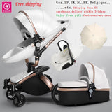 White Stylish Baby Carriage - Stroller and Umbrella Gift