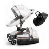 White Stylish Baby Carriage - Stroller and Umbrella Gift