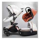 White Stylish Baby Carriage - Stroller and Umbrella Gift