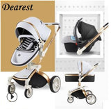 White Stylish Baby Carriage - Stroller and Umbrella Gift