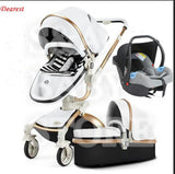 White Stylish Baby Carriage - Stroller and Umbrella Gift