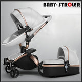White Stylish Baby Carriage - Stroller and Umbrella Gift