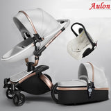 White Stylish Baby Carriage - Stroller and Umbrella Gift